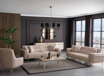 Suite Living room Sofa set Sofa 331 Seat Coffee table Fabric luxury couch 6 pieces